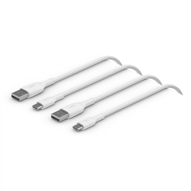 Belkin USB-A til USB-C PVC dobbelt pakning 1 meter hvid