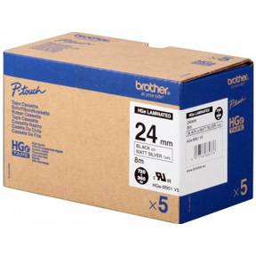 Brother HGEM951V5 HG tape 24mm sort på mat sølv)