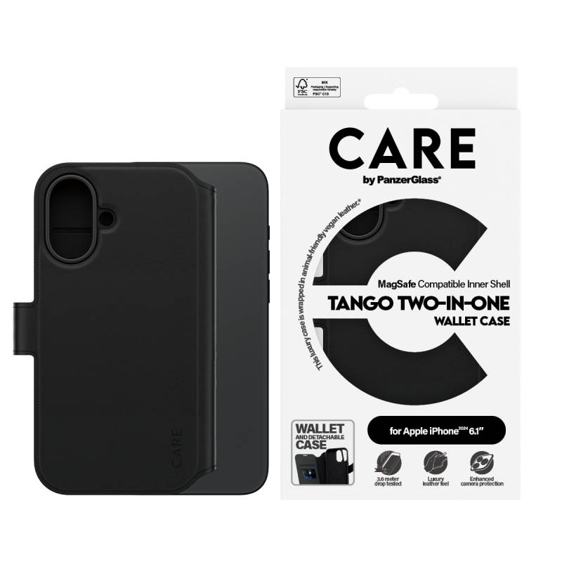 PanzerGlass® CARE iPhone 16 cover Tango to-in-en Wallet Case sort