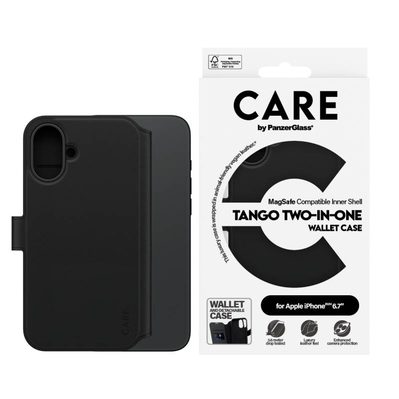 PanzerGlass® CARE iPhone 16 plus cover Tango To-in-En Wallet Case sort