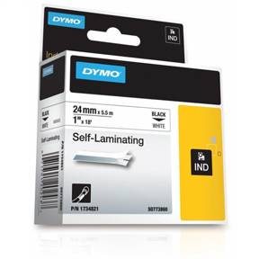 Dymo tape Rhino 24mmx5,5m selvlaminret-laminat blå på hvid