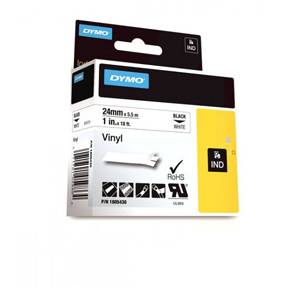 Dymo Tape Rhino 24mmx5,5m farvet vinyl blå på hvid