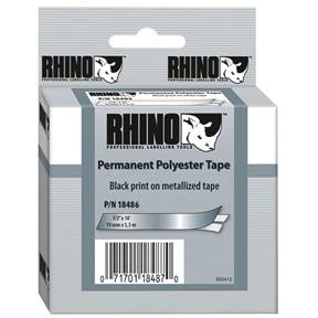 Dymo tape Rhino 12mmx5,5m permanent polyester blå på metal