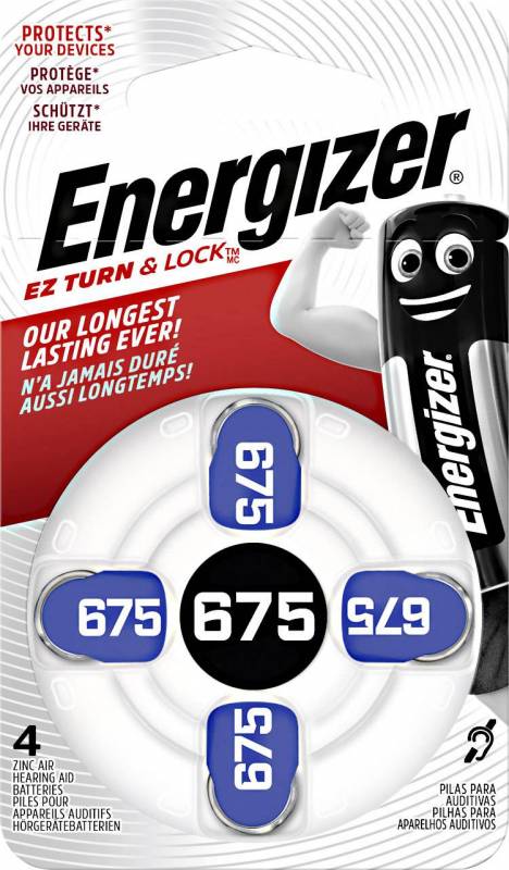 Energizer høreapparat batteri Aid Zinc Air 675, 4 stk pakning