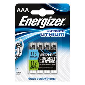 Energizer Ultimate Lithium AAA batterier, 4 stk pakning