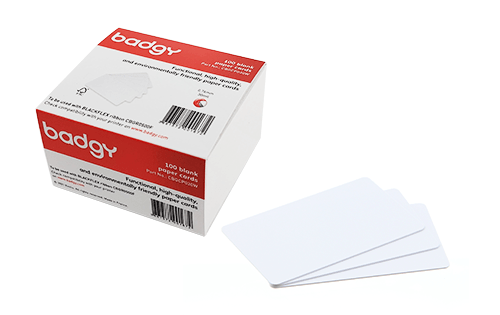 Badgy blank white 0,76mm thick paper cards (100)