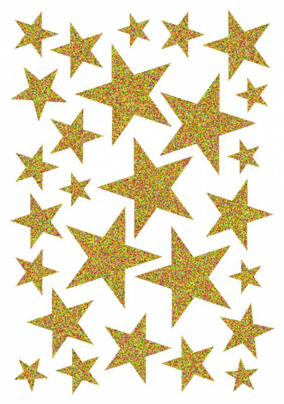 Stickers selvklæbende klistermærker - Magic julestjerner guld glitter