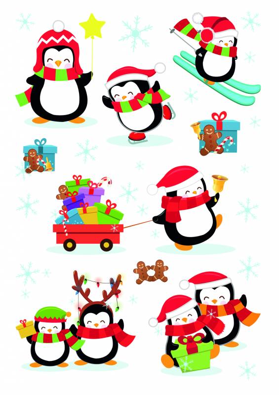 Stickers selvklæbende klistermærker - Magic jule pingviner