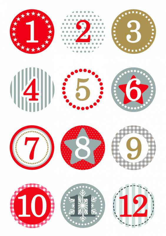 Herma stickers Christmas jule kalendergaver 1-24 rød