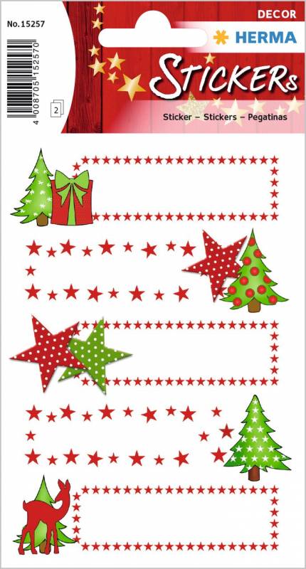 Stickers selvklæbende klistermærker - Decor julegaveretiket jultræ