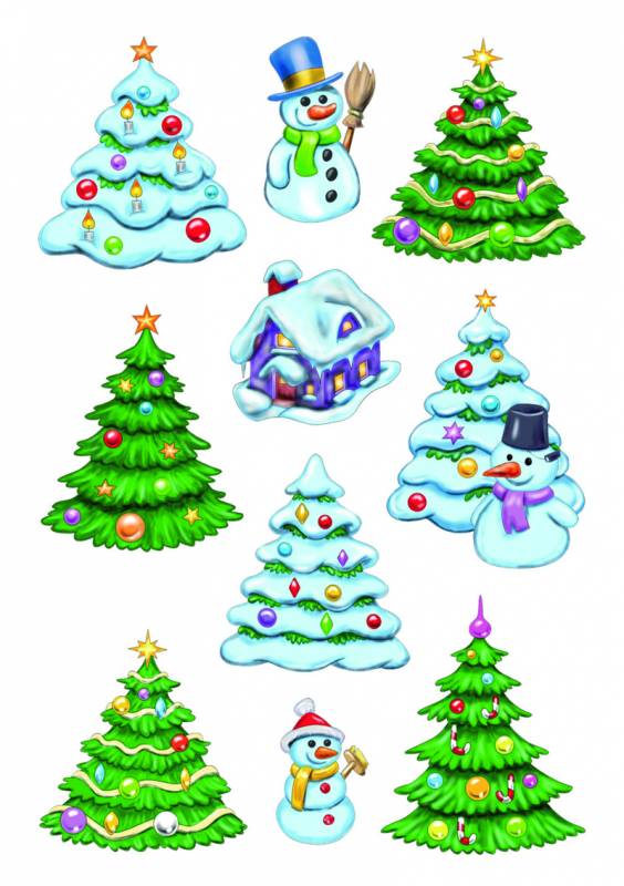 Herma stickers Decor vinter juletræer, 3 ark til pynt på gaver