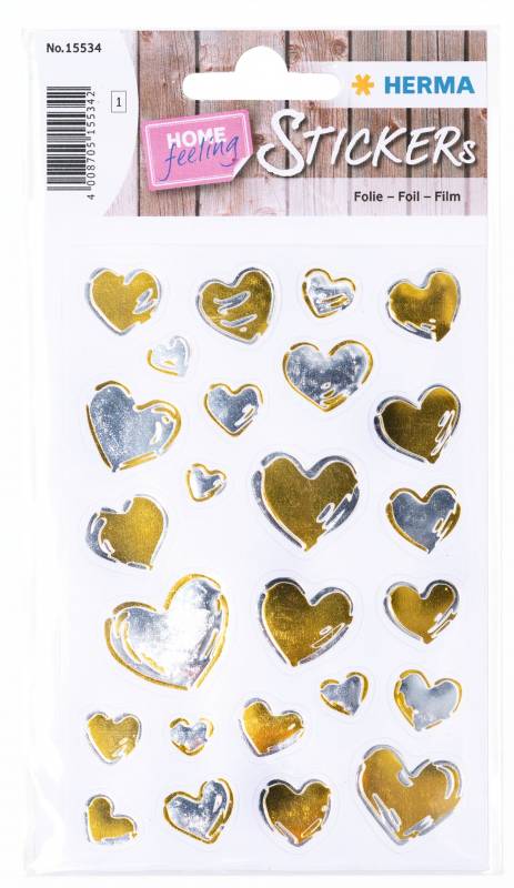 Herma stickers Creative hjerte gold silver, 1 ark