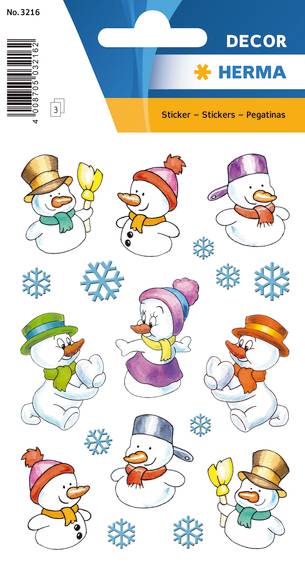 Stickers selvklæbende klistermærker - Decor julesnemænd og snefnug