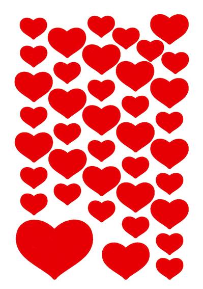 Stickers - Decor hjerter rød