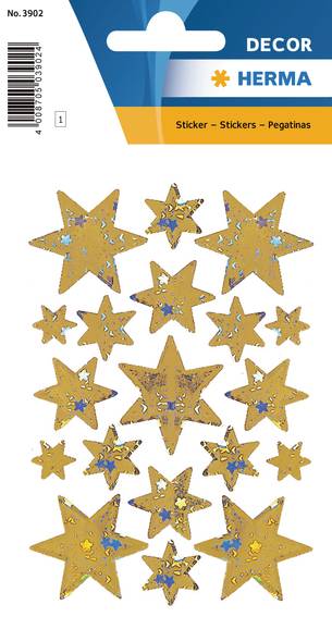 Stickers selvklæbende klistermærker - Decor stjerne guld holografisk