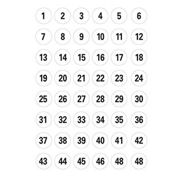 Herma etiket tal 1-240 ø12 sort/hvid