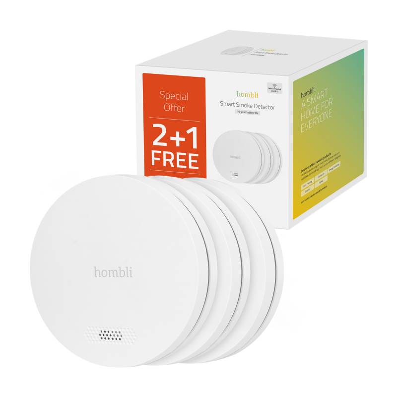 Hombli Smart røgalarm detector sampak 2+1 Hvid