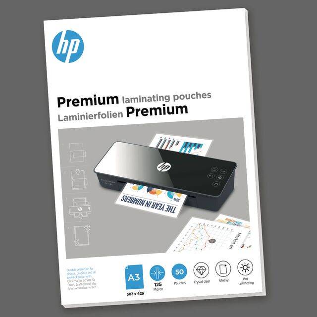 HP Lamineringslomme Premium 125my A3, 50 stk