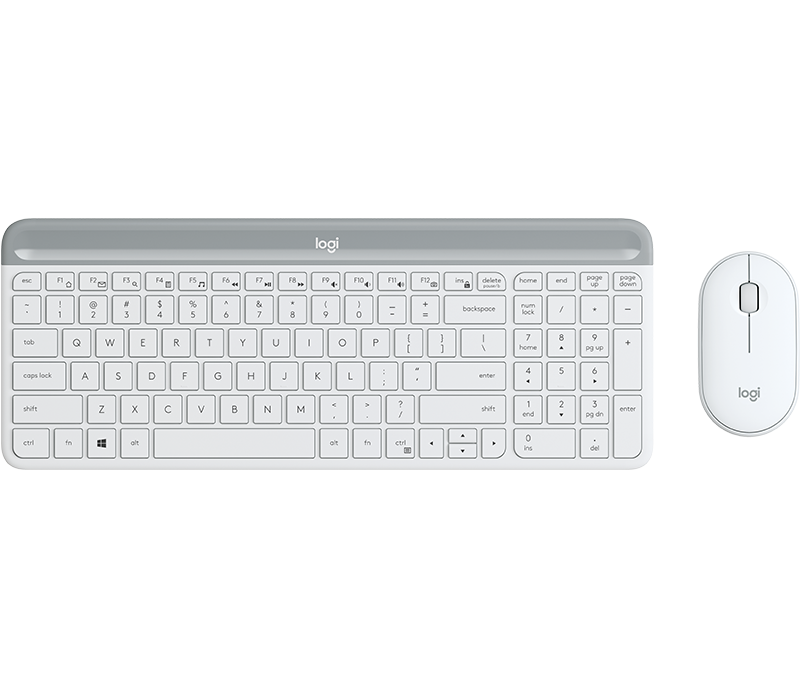 Logitech MK470 Slim trådløst tastatur og mus Offwhite nordisk