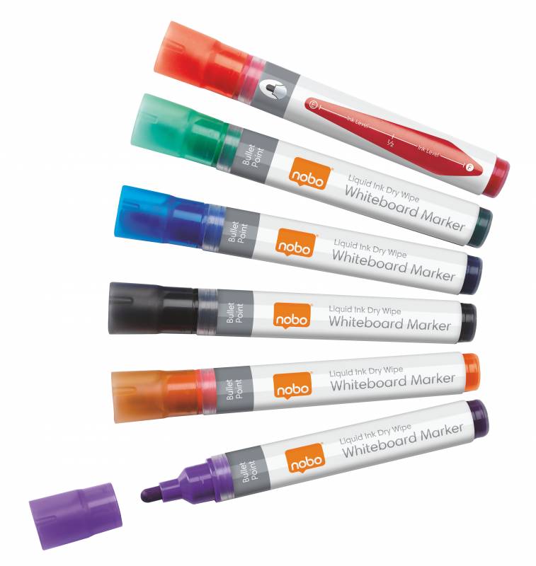 Nobo whiteboard marker LiquidInk rund 3mm, 6 farver