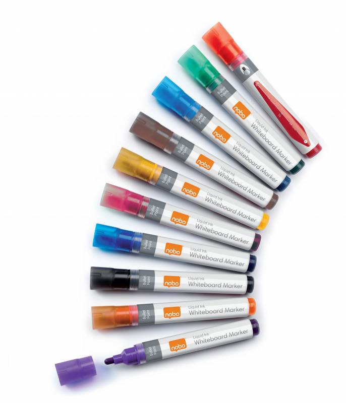 Nobo whiteboard marker LiquidInk rund 3mm, 10 farver