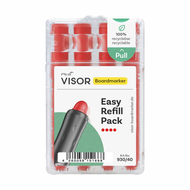 Pica visor Easy refill pakke med 4 stk, Rød