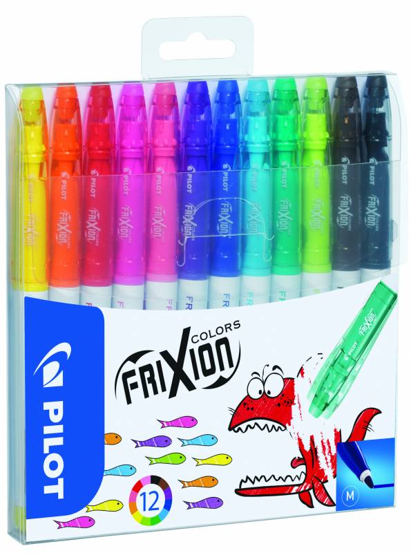 Pilot Frixion Colors 0,7mm marker, sæt med 12 farver