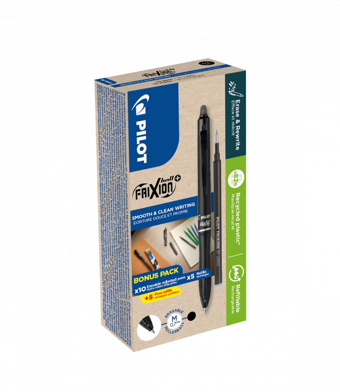 PILOT Frixion Ball Plus 0,7 sort Green Pack (10+10)