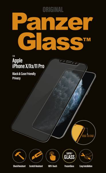 PanzerGlass® skærmbeskyttelse iPhone X/Xs/11 Pro Privacy, sort