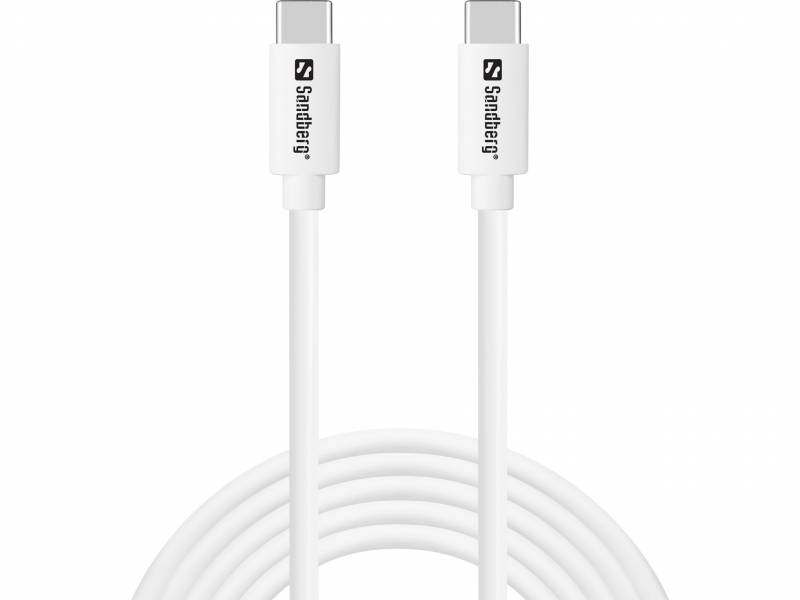 Sandberg USB-C til USB-C 65W kabel 2 meter hvid