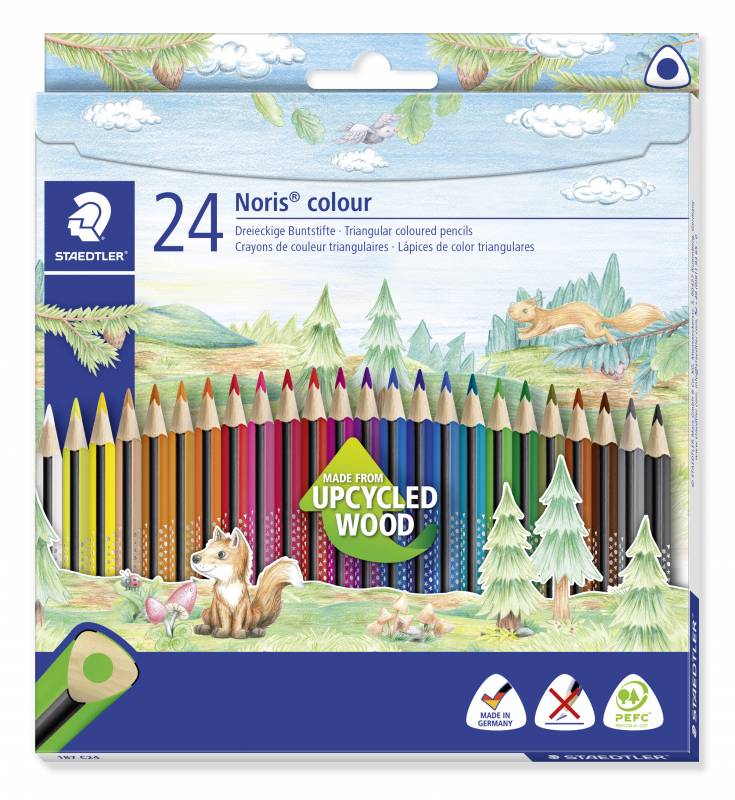 Staedtler farveblyant Noris genbrugstræ trekantet 24 farver