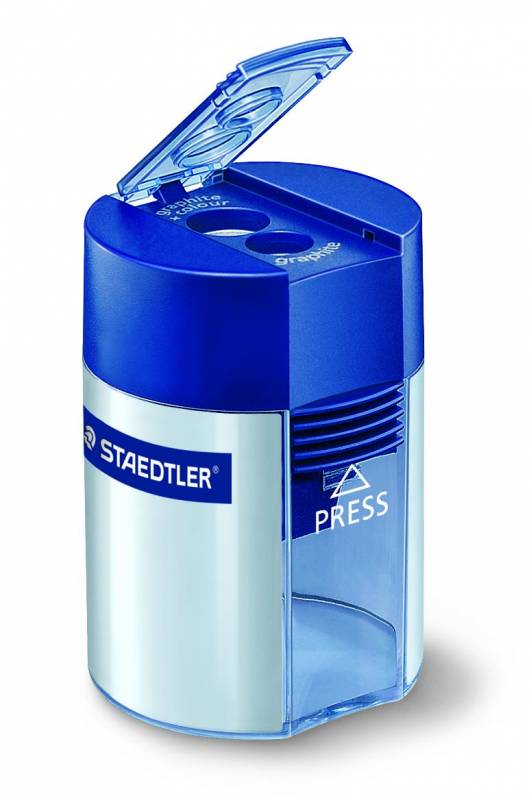 Staedtler blyantspidser m/holder Double sølv/blå