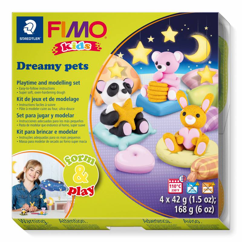 Fimo Kids Drømmedyr modeller 4 farver a 42g