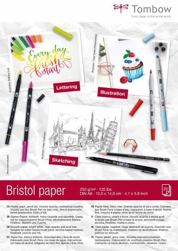 Tombow Bristol skitseblok A6 250g 25ark