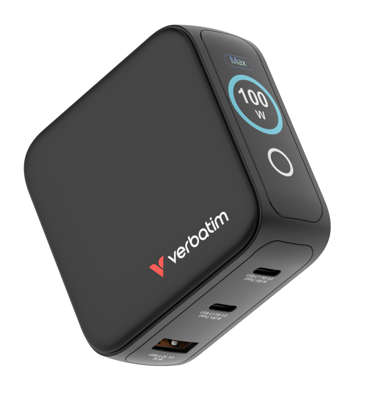 Verbatim Mini GaN Charger 3-port 100W med Display