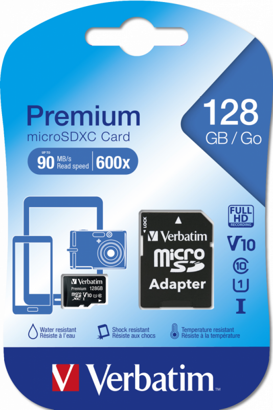 Verbatim Micro SDXC Card 128GB Class 10 w/adaptor