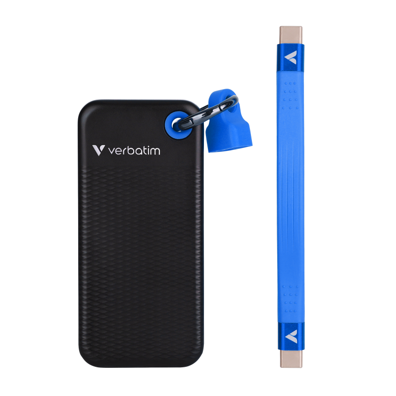 Verbatim USB 3.2 Gen 2 2TB Pocket SSD sort og bl&aring;