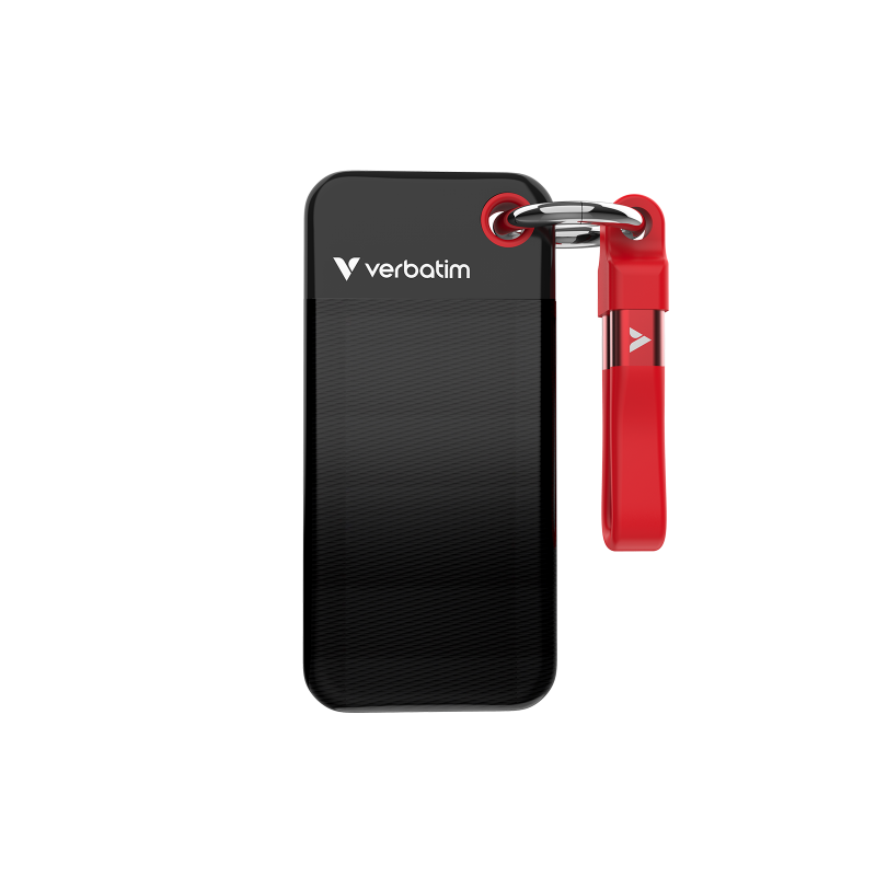 Verbatim USB 3.2 Gen 2 2TB Pocket SSD sort og r&oslash;d