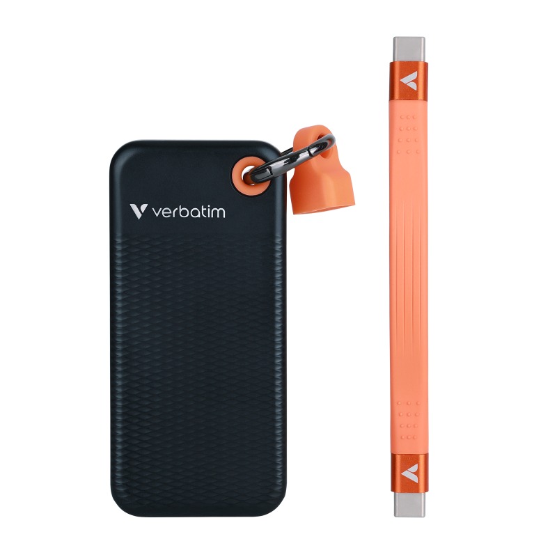 Verbatim USB 3.2 Gen 2 2TB Pocket SSD sort og orange
