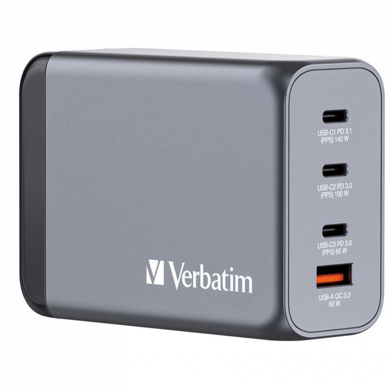 Verbatim GNC-240 GaN oplader 4 Port 240W USB-A/USB-C