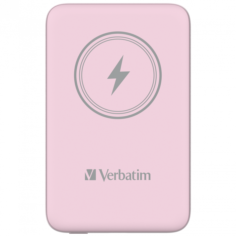 Verbatim power trådløs P10000 mAh UBS-C PD 20W 15W Pink