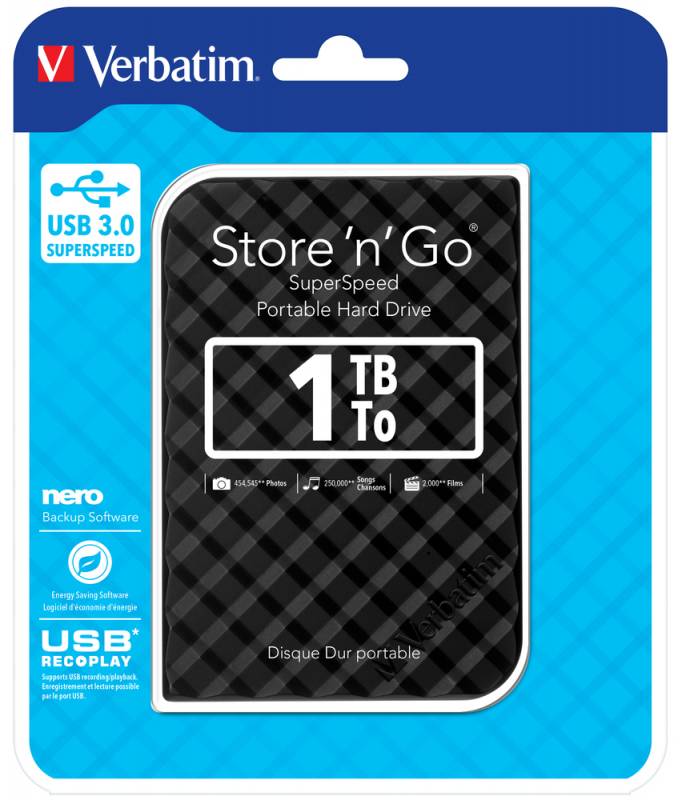 Verbatim 1TB Hard Drive 2,5'' Store ´N´ Go USB 3.0, sort (Gen.2)