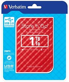 Verbatim 1TB Hard Drive 2,5'' Store N Go rød