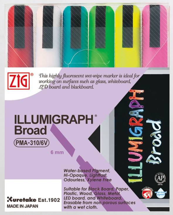 Zig Posterman 510 illumigraph marker 6mm, 6 farver