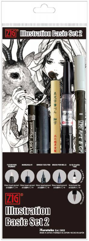 ZIG Illustration Basic pen sæt forskellige penne