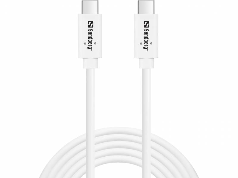 Sandberg USB-C til USB-C kabel 3.1 G2 100W, 2 meter hvid