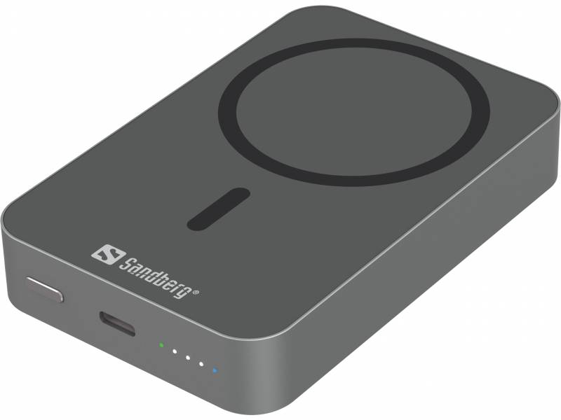 Sandberg mag-safe trådløs Powerbank 10000 aluminium