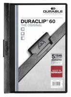 Durable Duraclip 60 originale klemmappen klar forside A4 ark sort, pose med 5 stk
