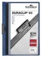 Durable Duraclip 60 originale klemmappen klar forside A4 ark bl&aring;, pose med 5 stk