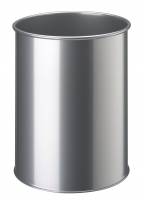 Durable papirkurv metal 15 liter rund sølv